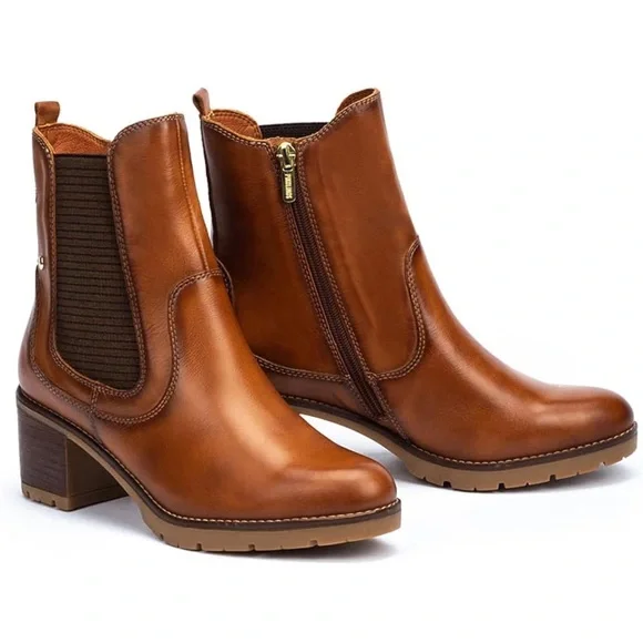 PIKOLINOS Brown Ankle Boots with Side Zipper and Chunky Heel - Picture 1 of 13